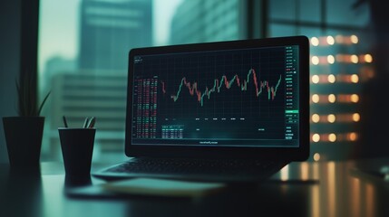 Poster - digital investment tracker displaying real-time updates on stocks and bonds.