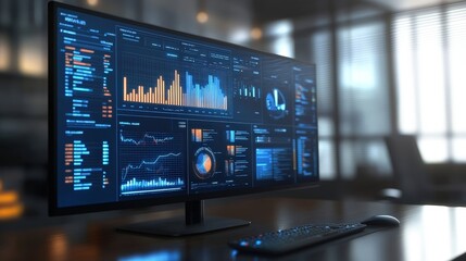 Poster - high-resolution screen showcasing a detailed financial forecast.