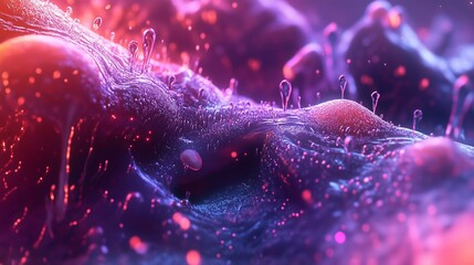 Poster - Abstract representation of colorful microorganisms in a vibrant, glowing environment during a scientific visualization project