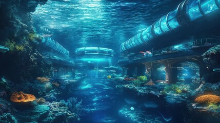 Poster - world where the surface is covered by water and life flourishes beneath the waves.