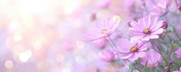  pink flower in garden with bright blur bokeh background