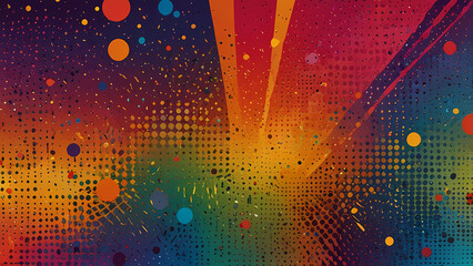 Wall Mural - vibrant and dynamic comic halftone background featuring a mix of bold, colorful dots