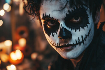 Wall Mural - people dressed up for halloween created with generative ai technology