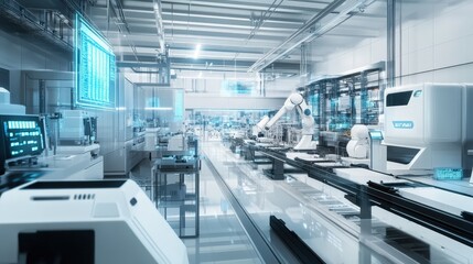 Poster - Picture a high-tech manufacturing plant with automated machinery and robotics.