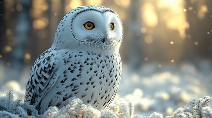 Poster - Snowy Owl in Winter Wonderland: A Majestic Portrait