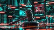 © Muhammad - A gavel set against a backdrop of glowing digital screens showing various aspects of cyber law, including privacy policies and cybercrime legislation.