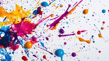 Wall Mural - picture a series of colorful paint splatters on a white surface
