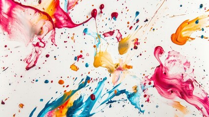 Wall Mural - picture a series of colorful paint splatters on a white surface