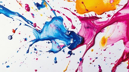 Wall Mural - picture a series of colorful paint splatters on a white surface