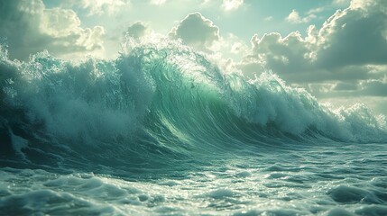 Canvas Print - Ocean Wave Crashing Under Dramatic Sky - Nature Photography