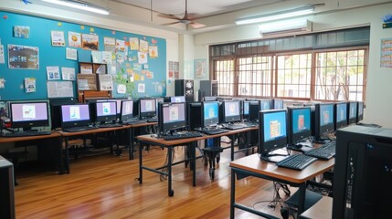 Poster - A classroom equipped with refurbished computers, ensuring all students can participate in digital learning.