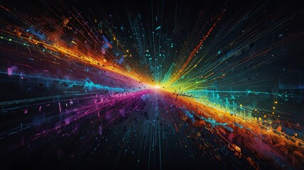 Wall Mural - Abstract colorful light streaks on black background.