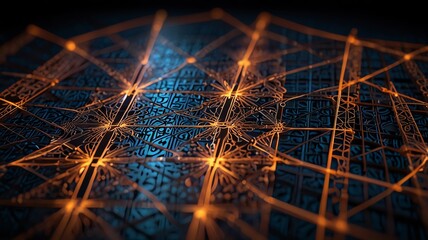 Wall Mural - Abstract network with glowing nodes and lines.