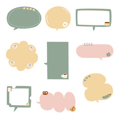 Fototapete - collection set of minimal doodle hand draw speech bubble balloon, think speak talk text box banner, 