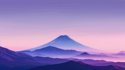 Poster - A mountain range with a purple sky in the background