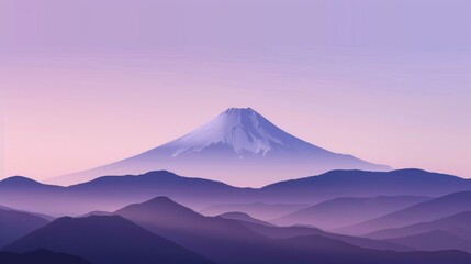 Poster - A mountain range with a purple sky in the background