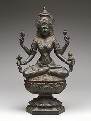 Wall Mural - Lakshmi, Hindu Goddess of Wealth and Prosperity, Bronze Statue.