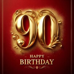 Wall Mural - Golden 90th birthday celebration with elegant design and festive colors.