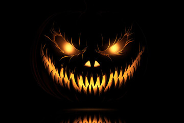 Scary Jack-o'-lantern with Glowing Eyes