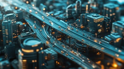 Poster - visualize a future where smart cities utilize data to improve urban living. show smart traffic manag