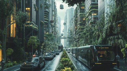 Poster - visualize a future where smart cities utilize data to improve urban living. show smart traffic manag