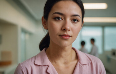 A young medical professional closeup images in the hospital, a medical officer images.