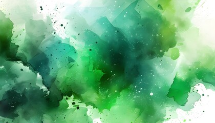 Wall Mural - Dynamic Emerald Green Watercolor Splash with Smoke Abstract Art Background for Premium Banner Advertising and Marketing Design