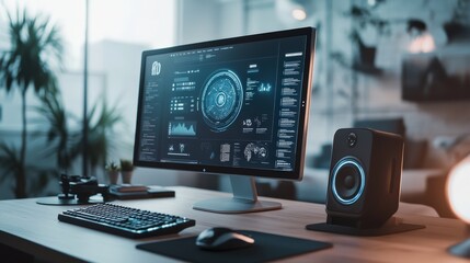 Poster - Visualize a modern computer with a clean, minimalist design
