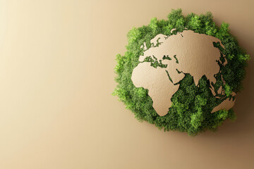 world environment day concept earth globe on khaki background