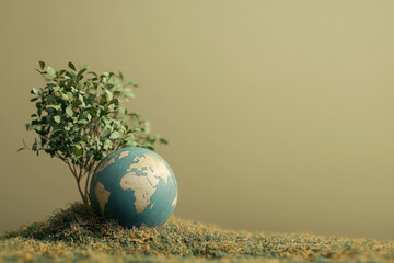 World Environment Day concept earth globe on khaki background