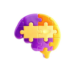 Poster - A colorful 3D puzzle piece shaped like a brain, featuring bright shades of purple, orange, and yellow, symbolizing creativity and neural connections.
