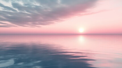 Canvas Print - Visualize a tranquil sea under a soft, pastel-colored sky at dawn.