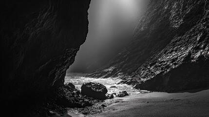 Poster - with black and white light, the visual impact is defined by the interplay of contrasts and textures