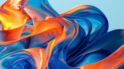 Aufkleber - A colorful, abstract painting with blue and orange swirls