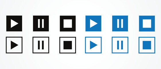 Aufkleber - set of play pause and stop button vector illustration.