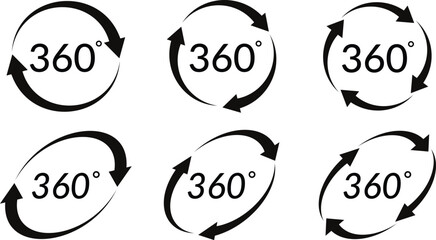 Aufkleber - set of 360 degrees view. 360 degree rotate arrow symbol vector illustration.