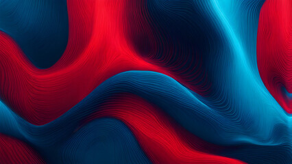 The abstract background composed of blue and red liquid wave shapes is full of artistic sense