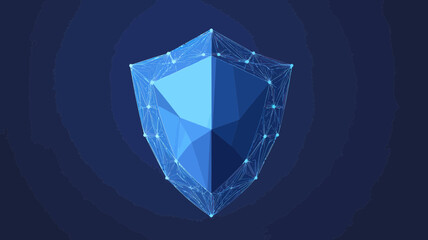 Poster - Low Poly Blue Shield Vector, Flat Minimalist Design, Cybersecurity Concept for Digital Protection and Network Security Graphics