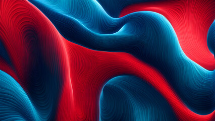 The abstract background composed of blue and red liquid wave shapes is full of artistic sense