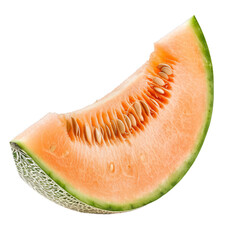 Poster - Fresh cantaloupe melon slice with seeds, isolated on a white background