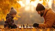 © Rungthiwa - Father and son playing chess in autumn park