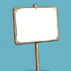 A cartoon billboard drawing of an empty white placard on two thin wooden sticks