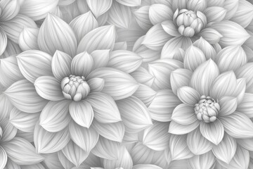 Wall Mural - Seamless Monochrome Pattern with Dahlias and Leaves. Black and White. For Textiles, Wallpapers, Print, Greeting Cards.