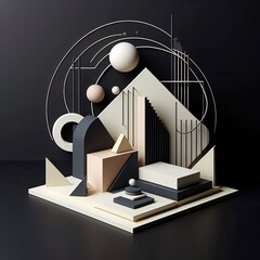 Fototapete - minimal modern and avant garde  3d on a black background design background 