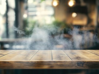 Poster - fog and smoke on table in blurred background