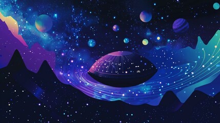 Poster - Cosmic Handpan Artwork with Celestial Surroundings