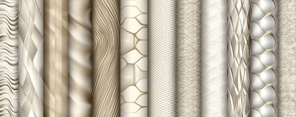 Wall Mural - Beige and white seamless geometric patterns. Simple, modern graphics.