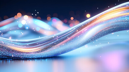 Wall Mural - Glowing Abstract 3D Background with Glitter Effects
