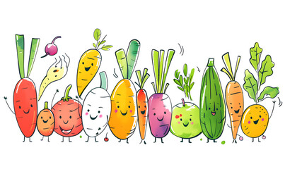 Wall Mural - vegetable and fruits photo or illustrator on white background