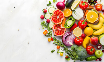 Canvas Print - vegetable and fruits photo or illustrator on white background